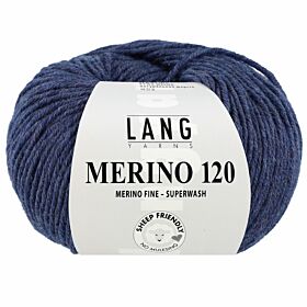 Lang Yarns Merino 120 - 234 denimblauw mix gemêleerd / donkerjeansblauw - Merinowol Garen