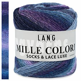 Lang Yarns Mille Colori Socks en Lace Luxe 25 bosbessen blauw verloopkleur - Wolgaren