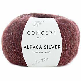Katia Concept Alpaca Silver 259 wijnrood met zilver - Glans Garen