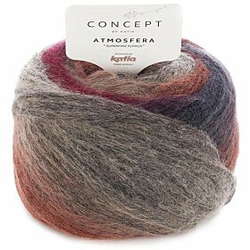 Katia Concept Atmosfera 309 wijnrood-grijs-oranje-bruin - Alpacawol Verloopgaren