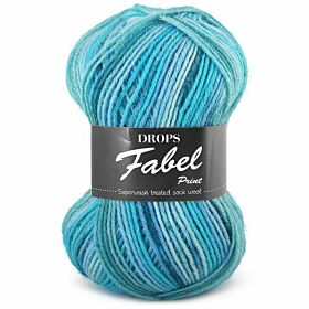 DROPS Fabel Print - 340 blue lagoon - Wol Garen