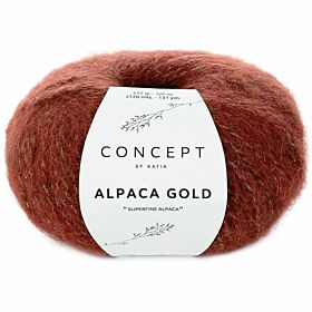 Katia Concept Alpaca Gold 350 roestbruin met goud - Glans Garen