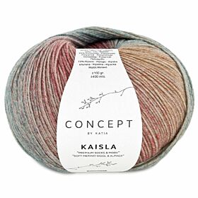 Katia Concept Kaisla Socks 354 oranje framboos blauw - Sokkengaren