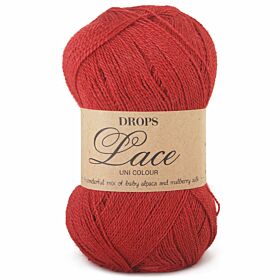 DROPS Lace Uni Colour - 3620 rood - Alpaca/Zijde Garen