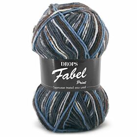 DROPS Fabel Print - 521 blauw/bruin - Wol Garen