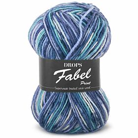 DROPS Fabel Print - 522 turkoois/blauw - Wol Garen