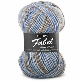 DROPS Fabel Long Print - 604 ocean view - Wol Garen