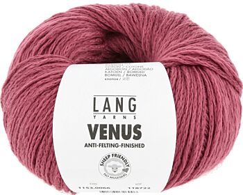 Lang Yarns Venus - 66 framboos - Merino/Katoen Garen 1