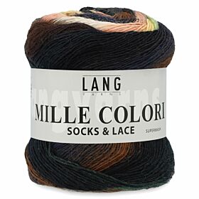 Lang Yarns Mille Colori Socks & Lace 67 zwart/bruin/groen - Wol Garen