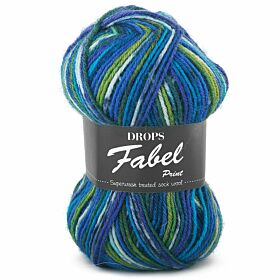 DROPS Fabel Print - 677 groen/turkoois - Wol Garen