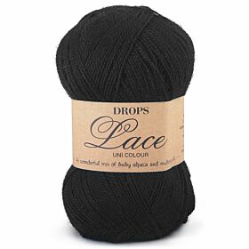 DROPS Lace Uni Colour - 8903 zwart - Alpaca/Zijde Garen