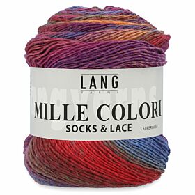 Lang Yarns Mille Colori Socks & Lace 90 blauw/paars/bruin - Wol Garen