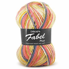 DROPS Fabel Print - 903 geel/roze - Wol Garen