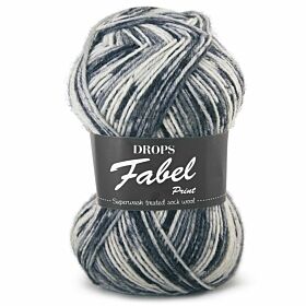 DROPS Fabel Print - 905 zout & peper - Wol Garen