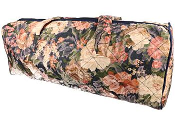 Handwerktas Floral Design Navy met Bloemenprint - Projecttas voor brei- en haakwerken - 45x15x17cm - Vintage look 1