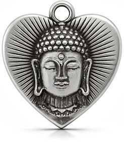 Bedeltje Buddha Love - 31 x 32 mm - Antiek Zilver Bedels 1
