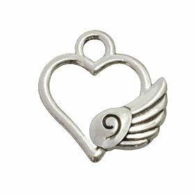 Bedeltje Cupido Hart - Antiek Zilver Bedels