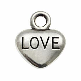 Bedeltje Love Hartje - Antiek Zilver Bedels