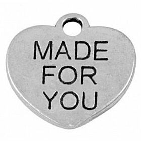 Bedeltje Made For You Heart - Antiek Zilver Bedels