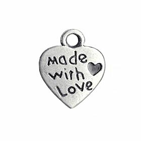 Bedeltje Made With Love Hartje - Antiek Zilver Bedels