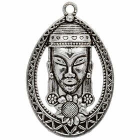 Bedeltje Masai Mask - Antiek Zilver Bedels