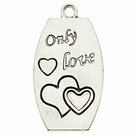 Bedeltje Only Love - Antiek Zilver Bedels