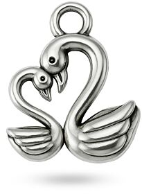 Bedeltje Zwanenliefde - 15 x 12 mm - Antiek Zilver Bedels 1