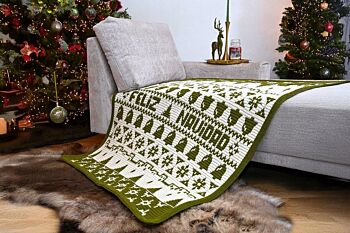 KATIA Merry Blanket CAL Kit Groen - Mozaïek Gehaakte Kerstdeken - Haakpatroon Mr. Cey Crochet 1