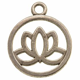 Bedeltje Lotusbloem - Antiek Zilver