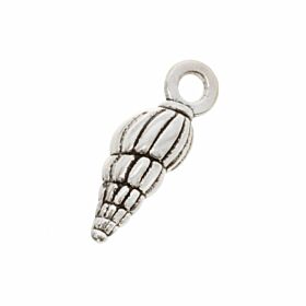 Bedeltje Twisted Shell / Gedraaid schelpje - Antiek Zilver