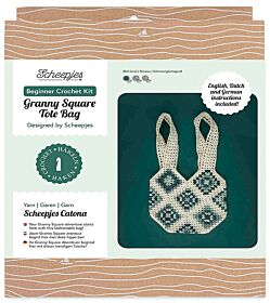 Scheepjes Granny Square Tote Bag - Ecru met groen - Haakkit beginners 1