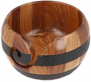 Scheepjes Yarn Bowl - Teakhout/Rozenhout/Leer - 13x9cm 1